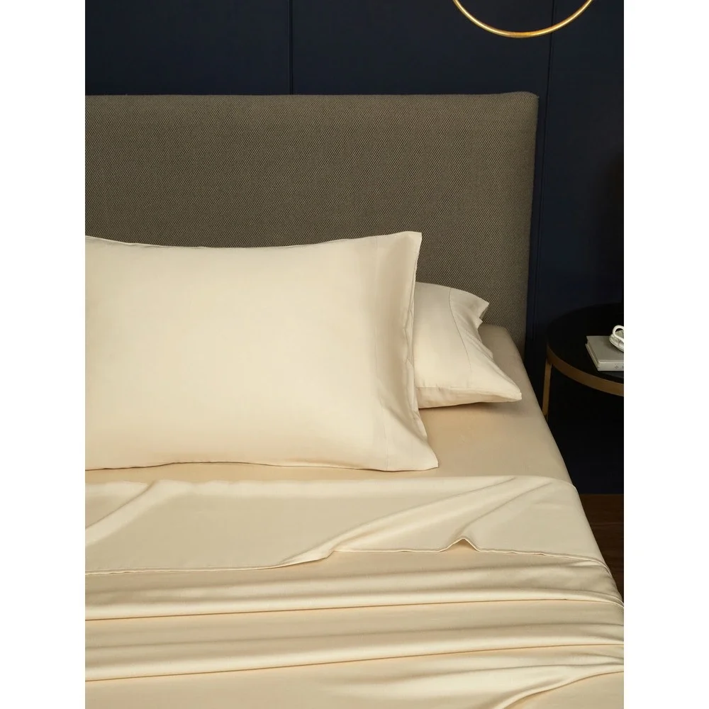 Kang Beige 100% Tencel Sheet Set with Pillowcase Top Grade & Natural‎ Full